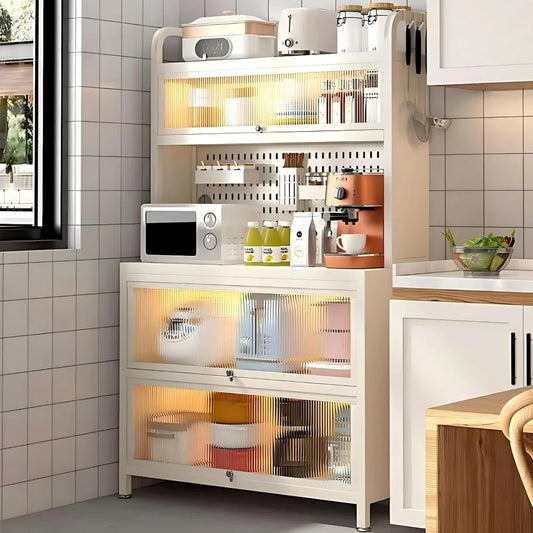 Bakers Rack With Wheels 5 Tier Microwave Stand With Storage