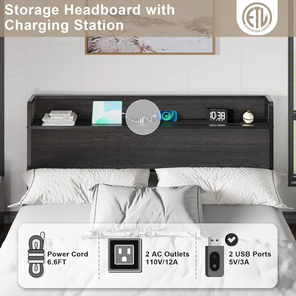 AmerLife Lift Up Storage Bed Frame With Charging Station