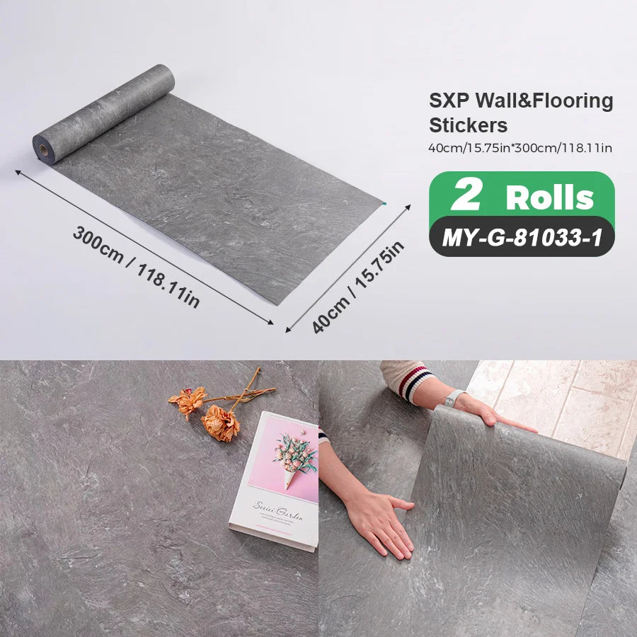 Two Rolls Self Adhesive Wall And Floor Sticker Wood Grain Marble