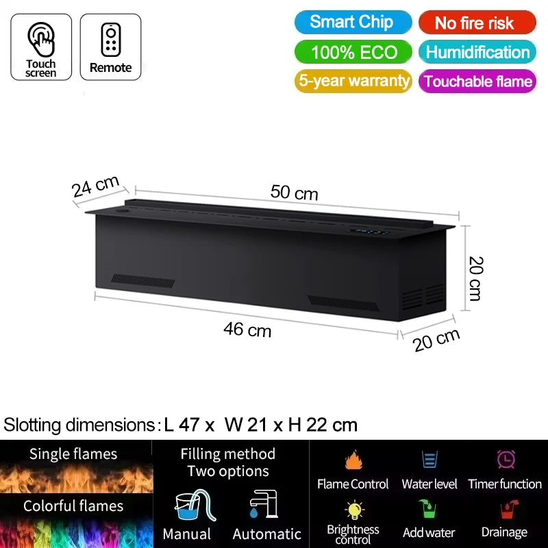 AFLYEVER Water Vapor Fireplace With 3D Flame And Tuya App