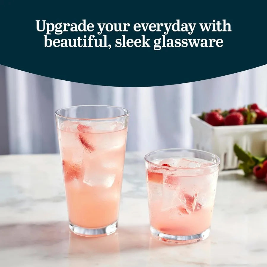 Flare Tumbler And Rocks Glasses Set Lead-Free Dishwasher Safe Glassware