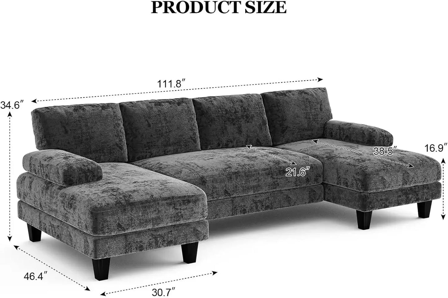 Txtin's U Shaped Sectional Sofa With Double Chaise