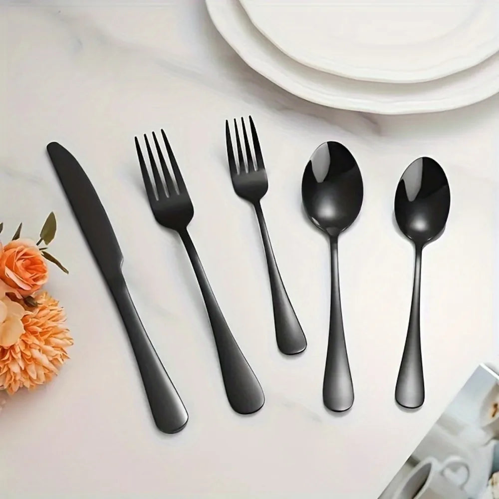 Stainless Steel Flatware Set Mirror Polished Cutlery Dishwasher Safe