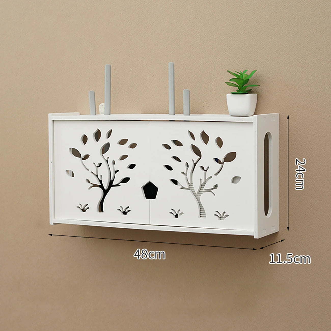 Wall Mounted Router Shelf Storage Box Punch Free Cable Management