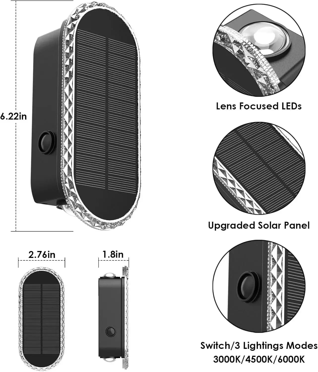 SZRSTH IP65 Waterproof Solar Fence Lights 8 Pack With 3 Modes