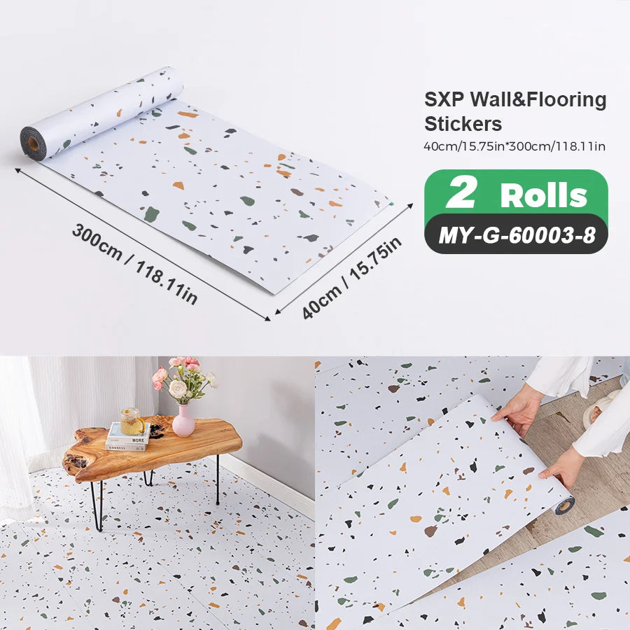 Two Rolls Self Adhesive Wall And Floor Sticker Wood Grain Marble