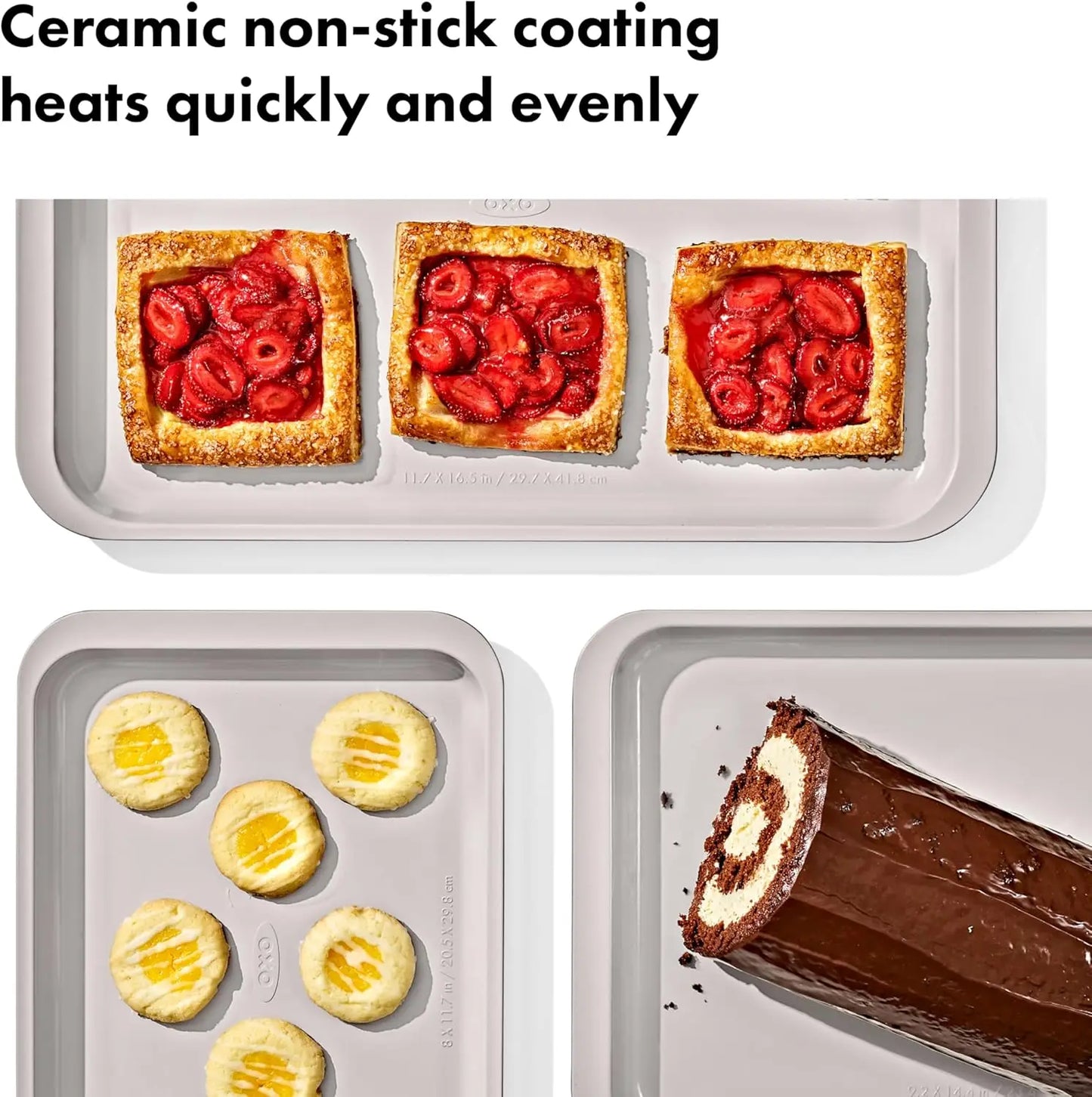 Non-Stick Ceramic Coated 3-Piece Sheet Pan Set For Easy Baking