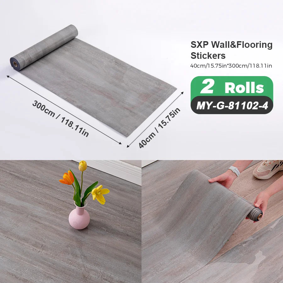 Two Rolls Self Adhesive Wall And Floor Sticker Wood Grain Marble