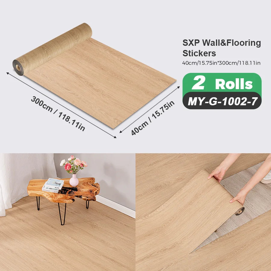 Two Rolls Self Adhesive Wall And Floor Sticker Wood Grain Marble