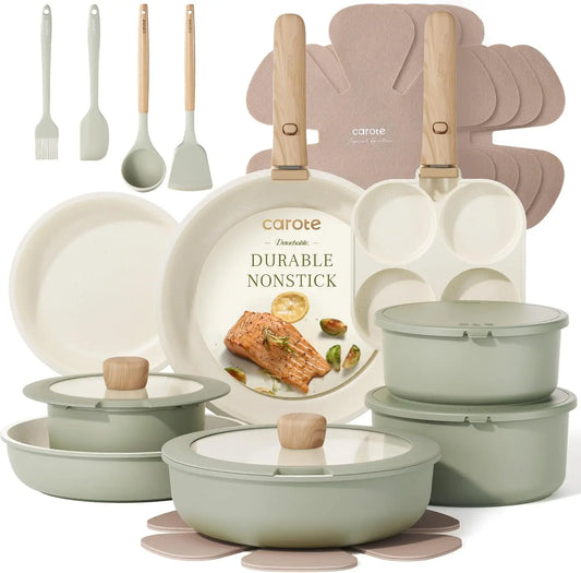 FCM 25 Piece Nonstick Cookware Set For Your Kitchen Essentials