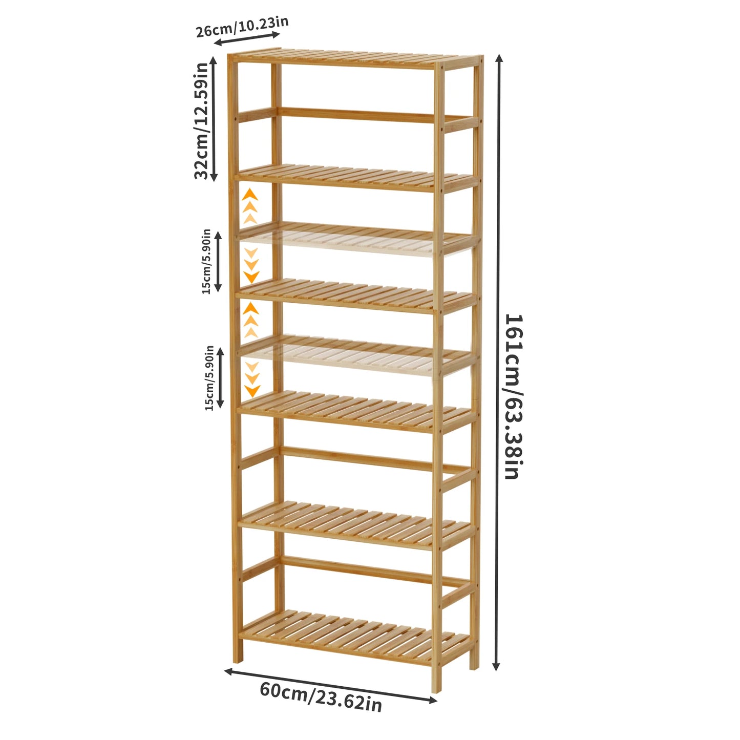 Bamboo 6 Tier Storage Rack Shelving Unit For Home Organization