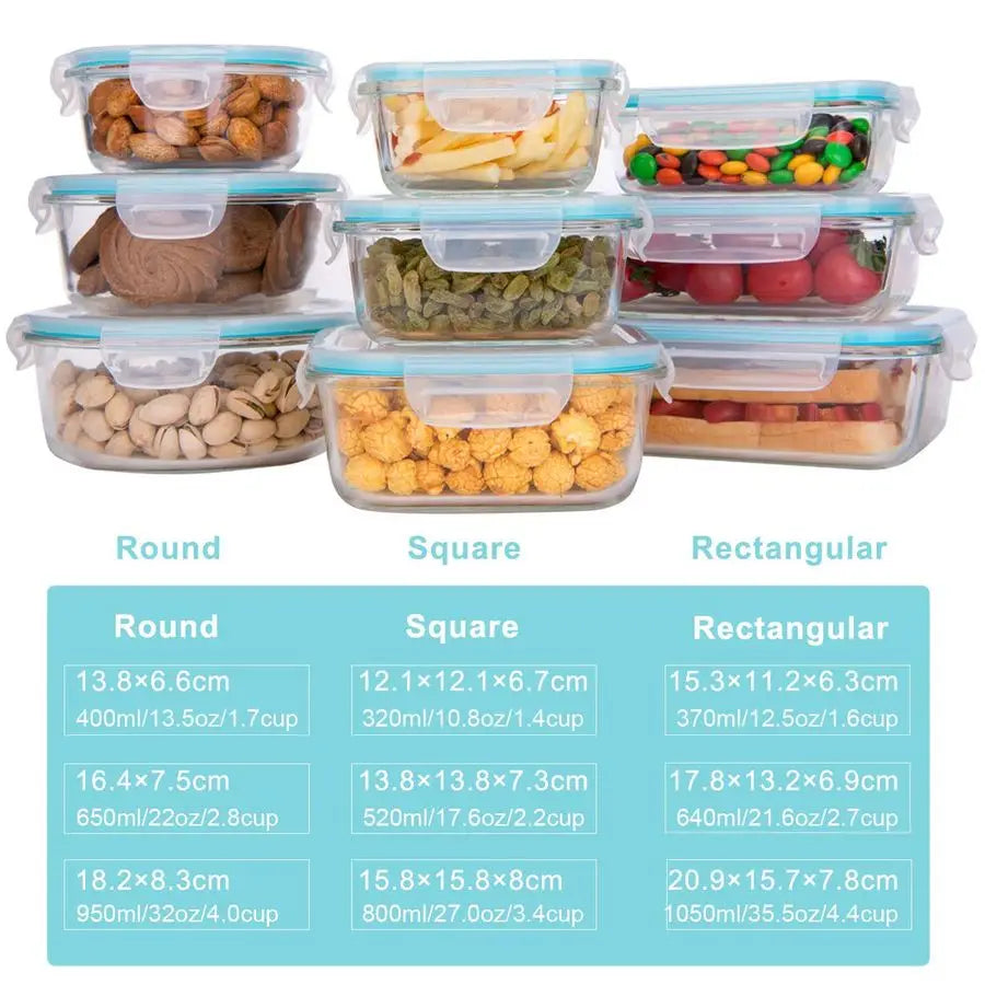 XMSJ 18 Piece Glass Food Storage Containers With Lids