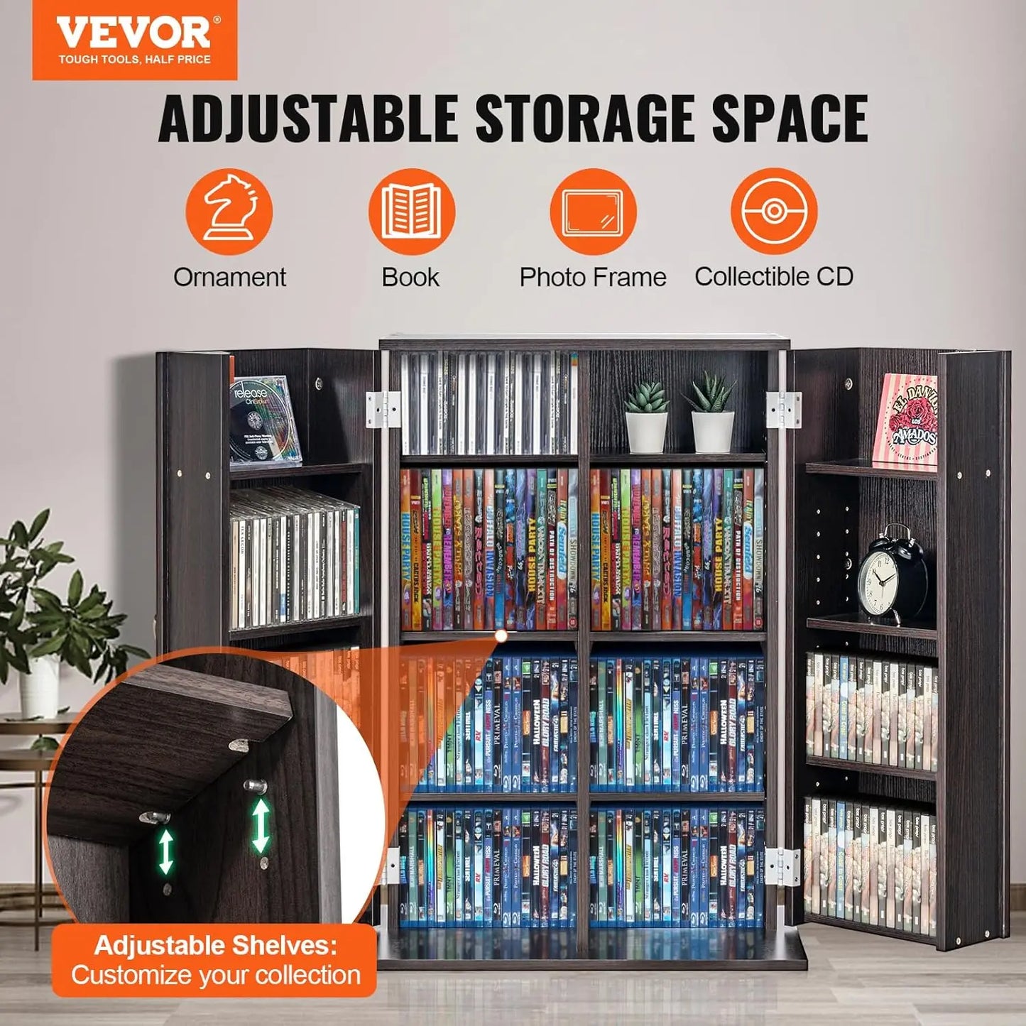 XMSJ Media Storage Cabinet With Adjustable Shelves And Doors
