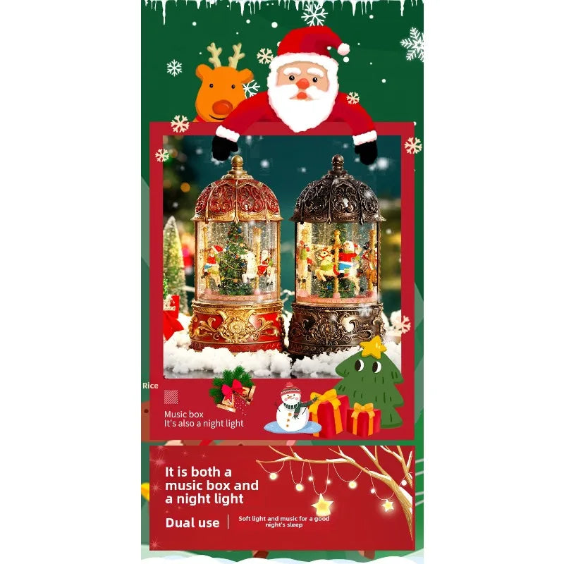 Christmas Carousel Music Box Snow Scene Crystal Ball Gift