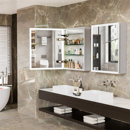 LUVODI Bluetooth Bathroom Mirror Cabinet With LED Lights Defog