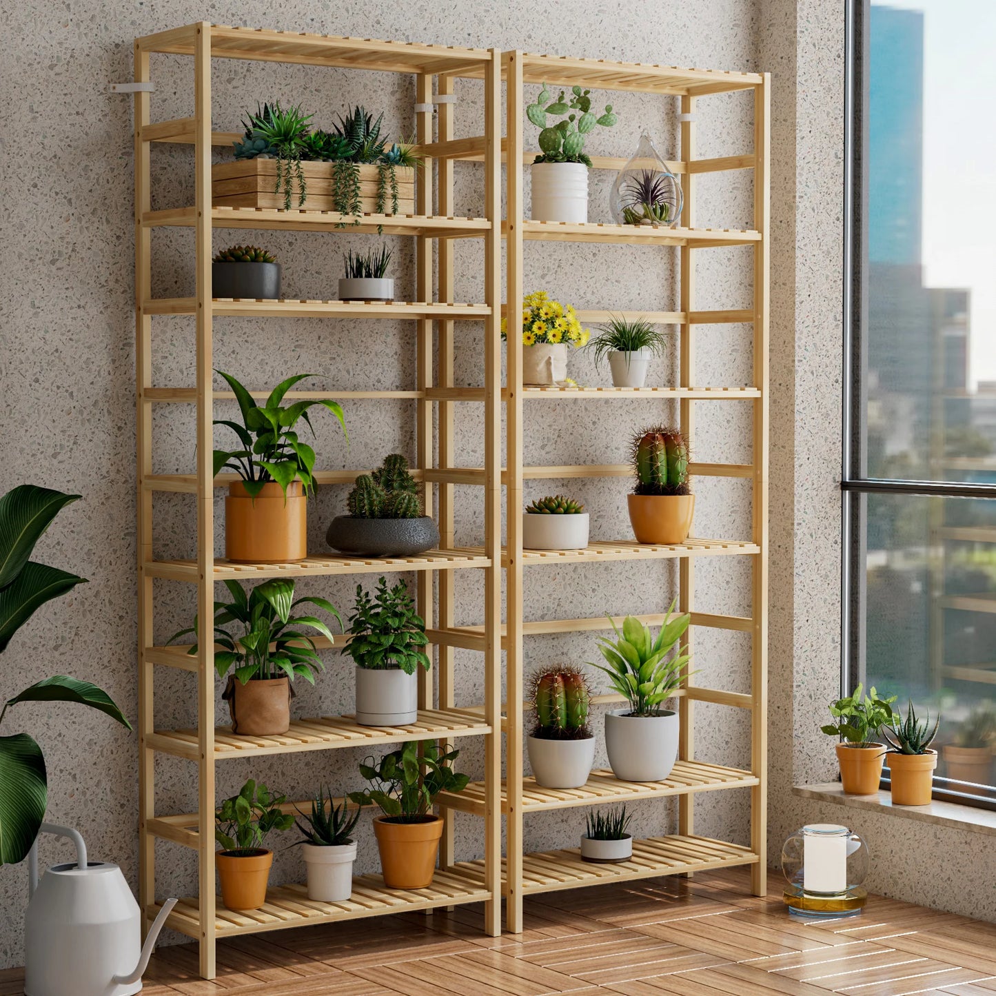 Bamboo 6 Tier Storage Rack Shelving Unit For Home Organization