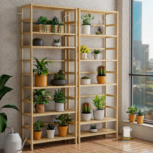 Bamboo 6 Tier Storage Rack Shelving Unit For Home Organization