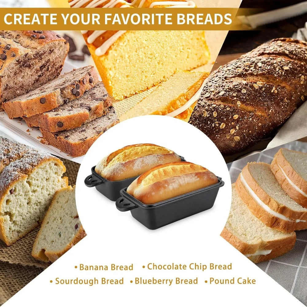 Cast Iron Loaf Pan With Lid Two-Piece Set For Bread
