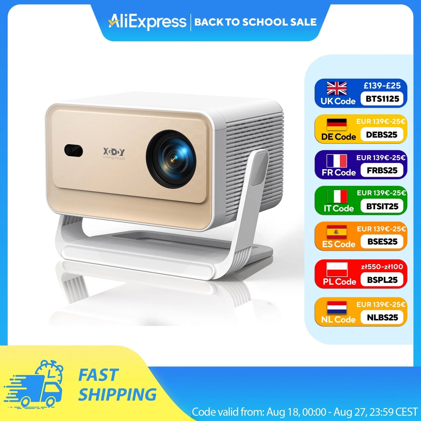 XGODY N6 Pro 4K Projector Netflix Voice Control Android TV