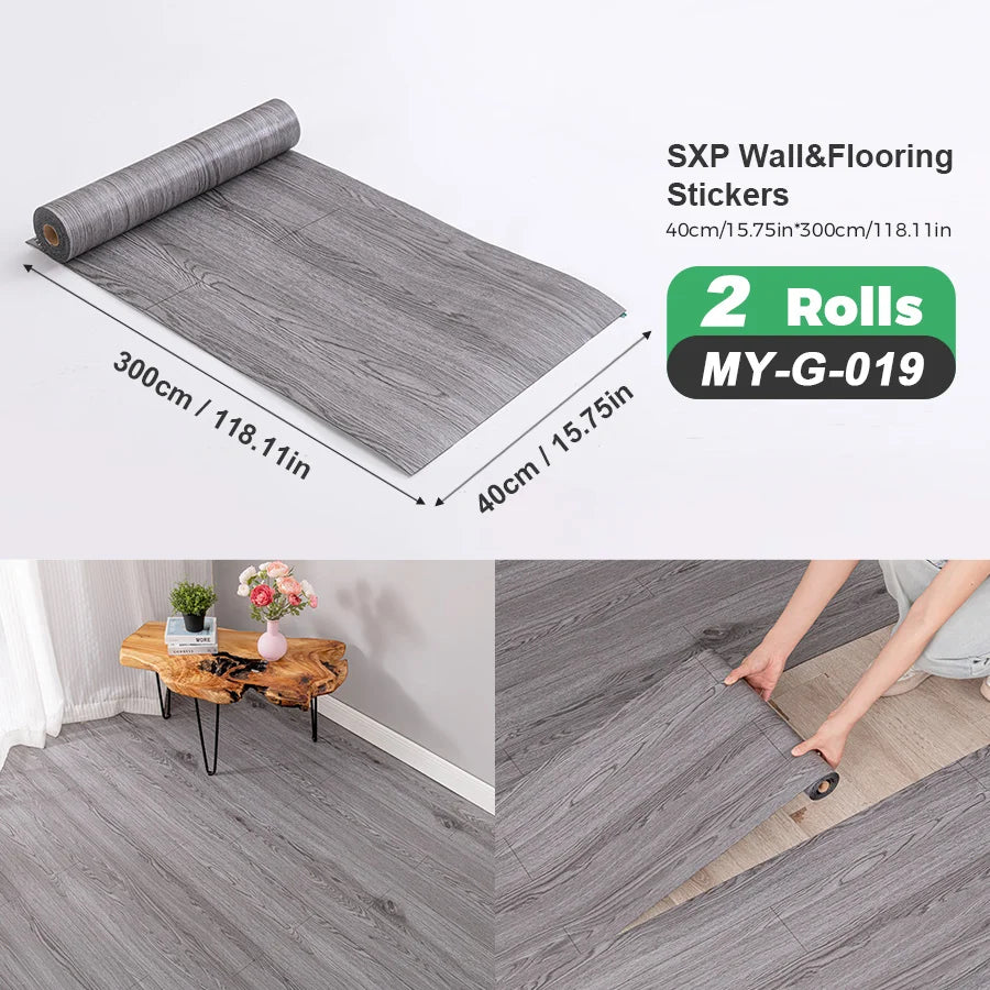 Two Rolls Self Adhesive Wall And Floor Sticker Wood Grain Marble