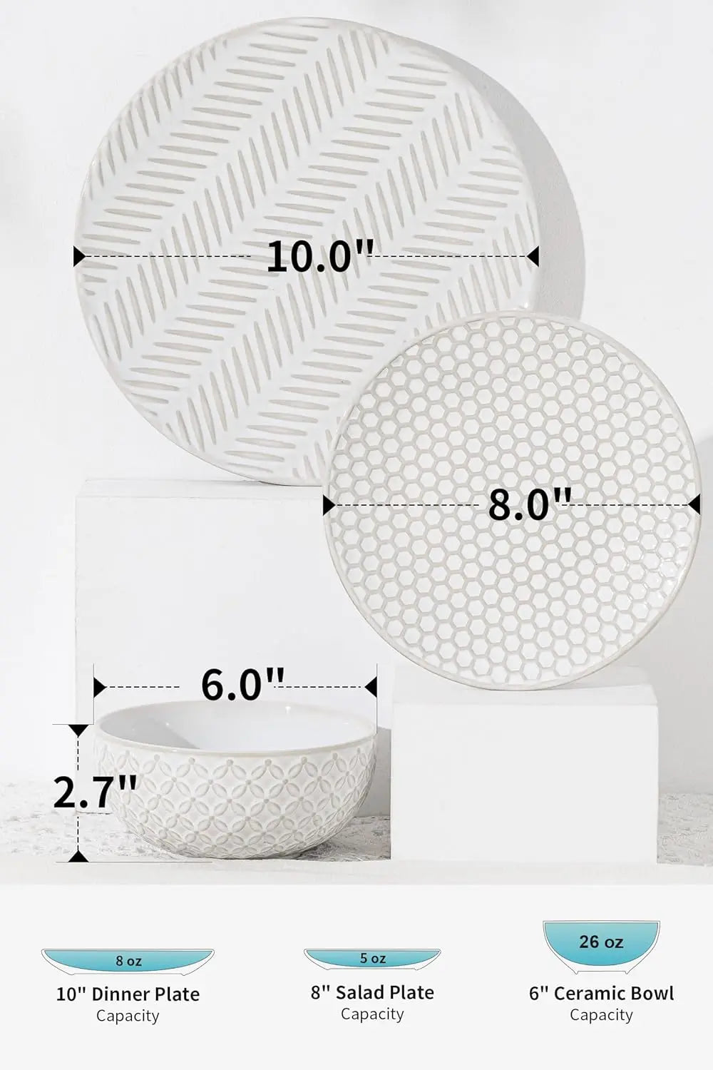 XMSJ 24 Piece Dinnerware Set Premium Stoneware