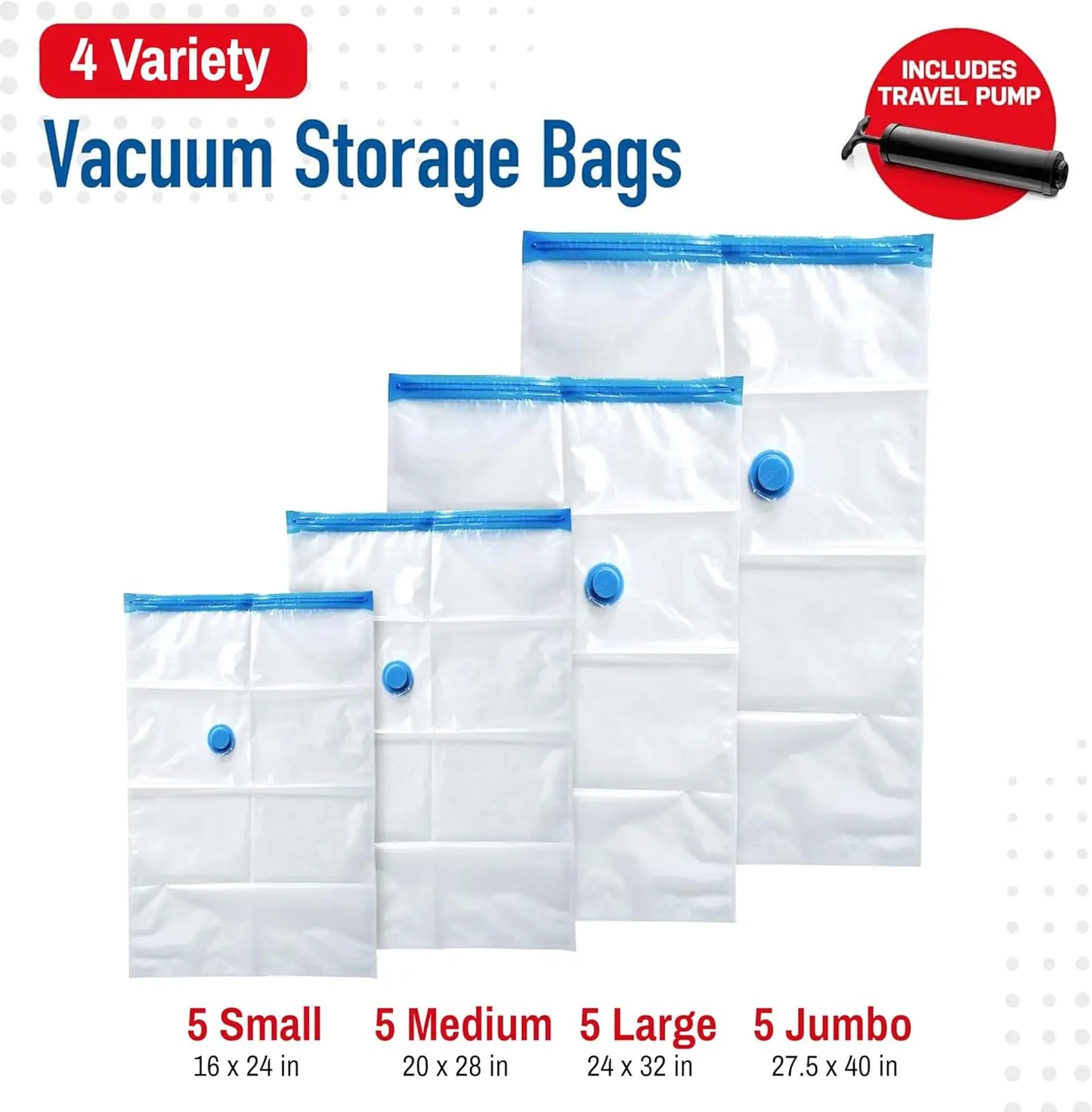 Vacuum Storage Bags Set For Bedding And Clothes With Pump