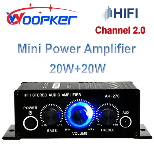 Woopker AK270 2 Channel Digital Audio Amplifier 20W Per Channel Car Home Karaoke