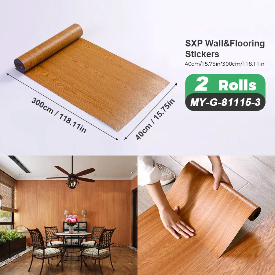 Two Rolls Self Adhesive Wall And Floor Sticker Wood Grain Marble