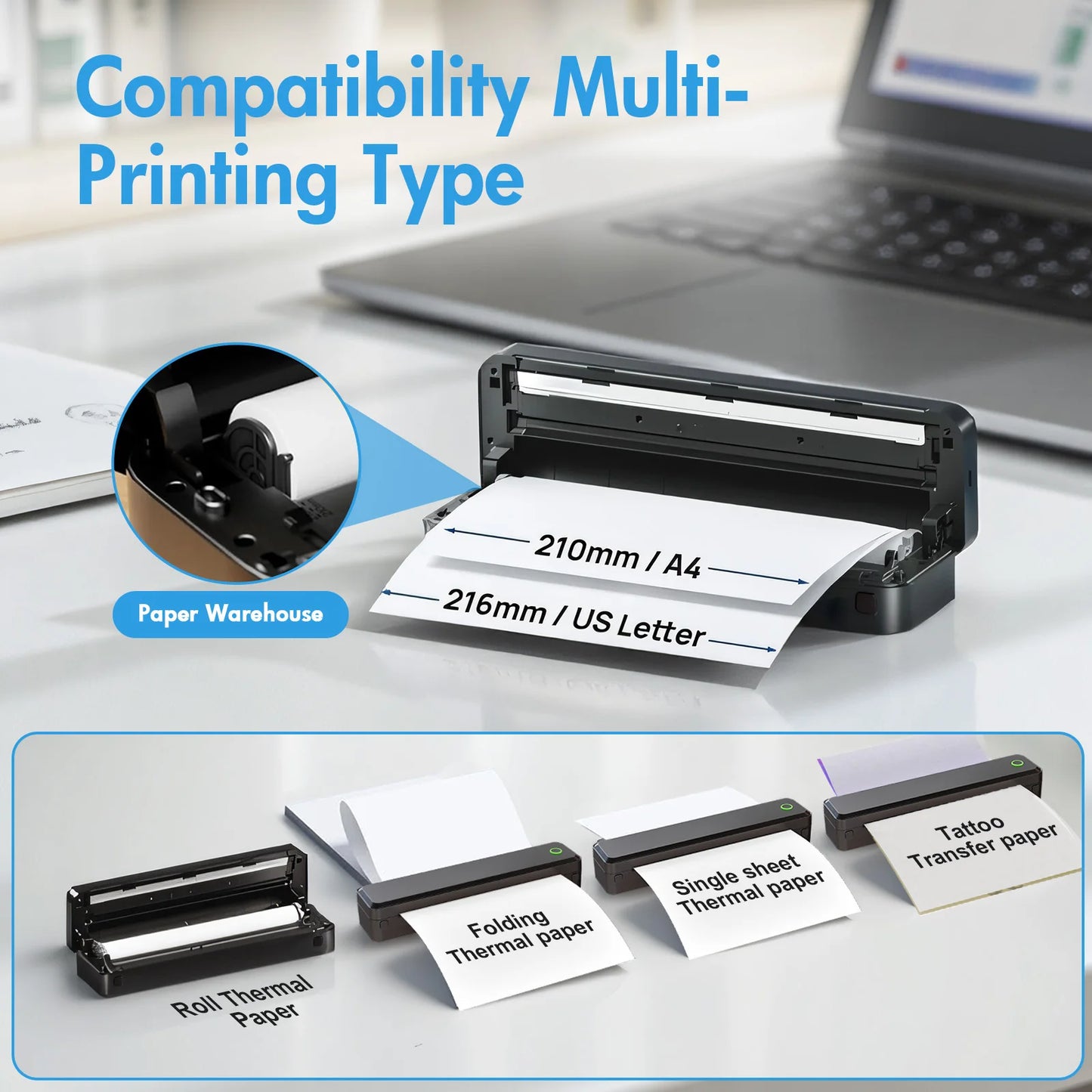 TakeYou Portable Wireless Inkless Thermal Printer Label Maker For Travel