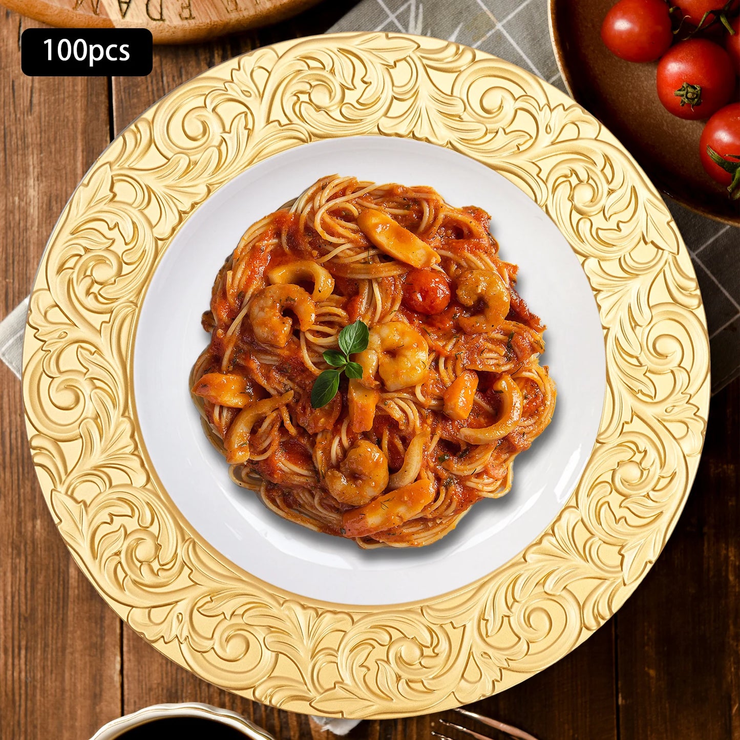 100 Piece Round Charger Plates Set With Patterns For Banquets