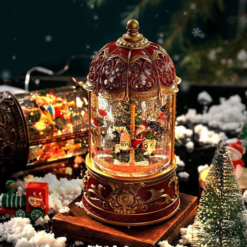 Christmas Carousel Music Box Snow Scene Crystal Ball Gift