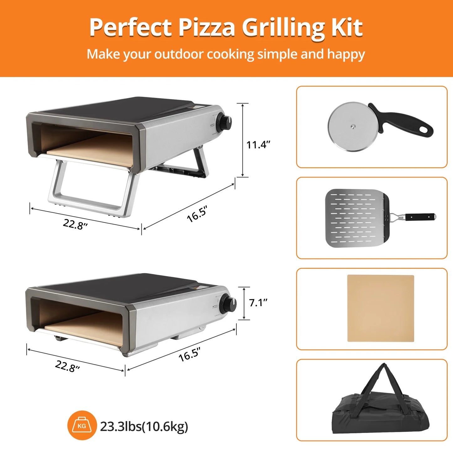 Adoolla Portable Gas Pizza Oven For Outdoor Backyard Camping