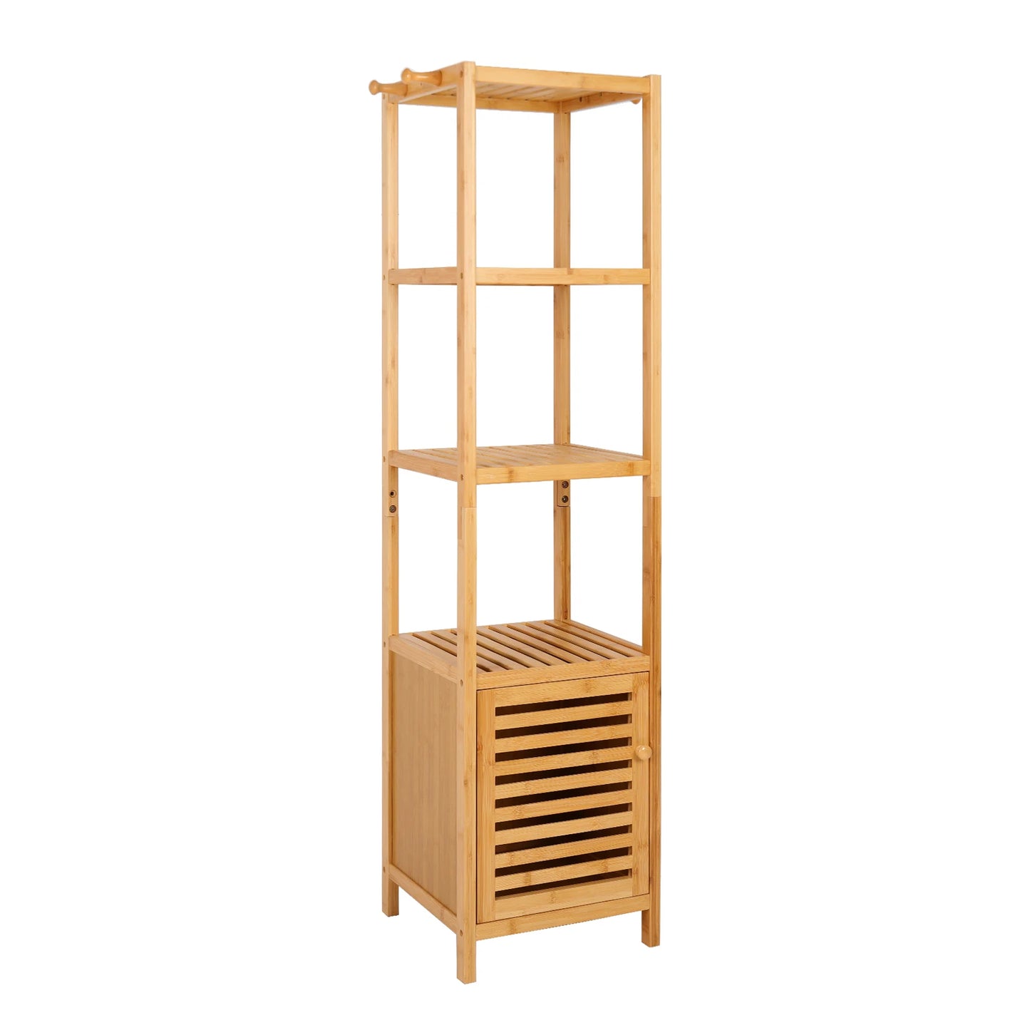 Bamboo Freestanding Bathroom Cabinet Storage Slim Corner Shelf