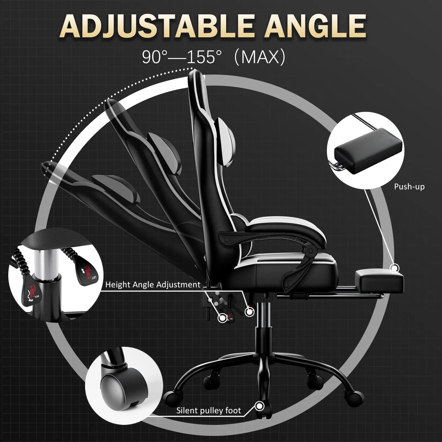 AnYu Furniture Ergonomic Gaming Chair Recliner With Massager