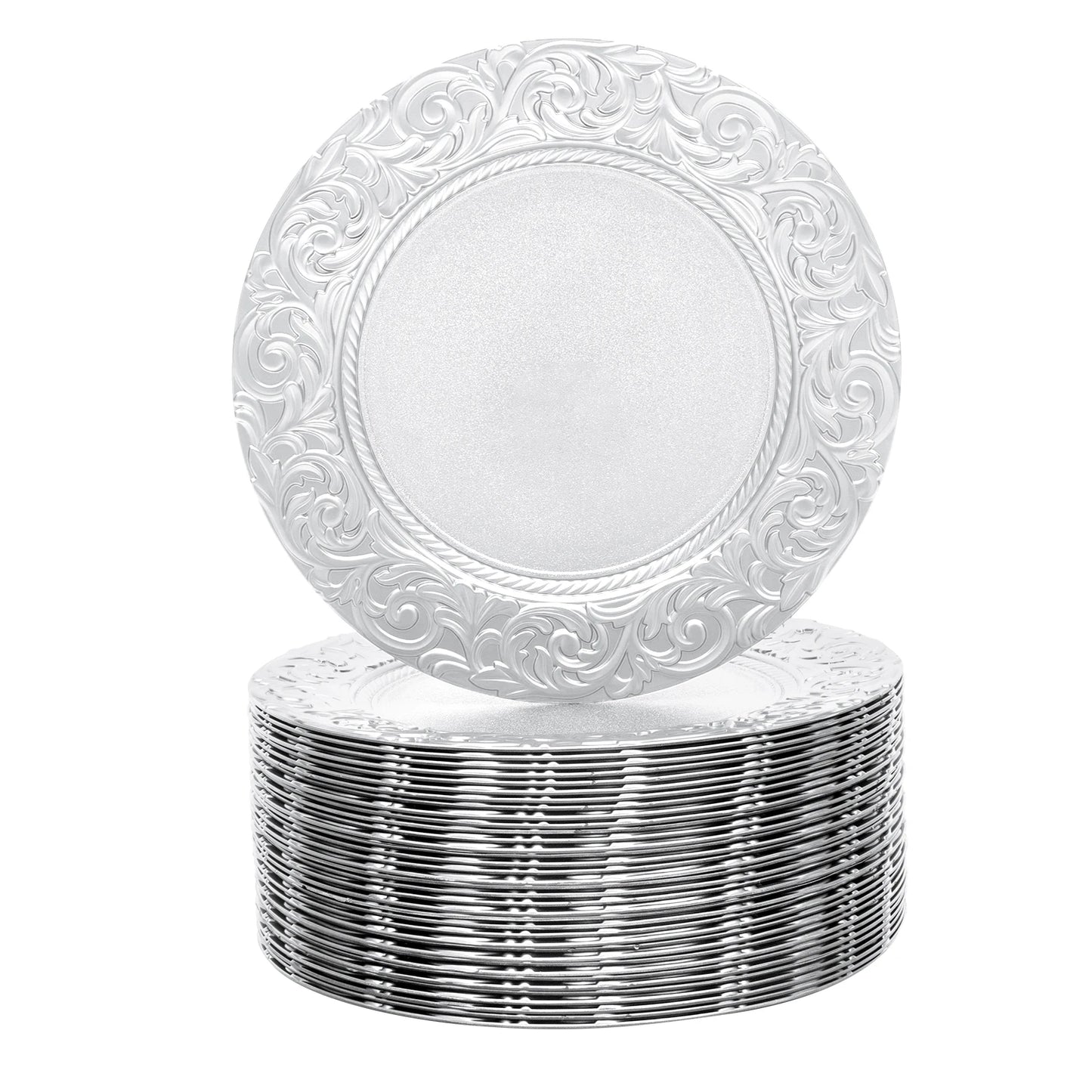 100 Piece Round Charger Plates Set With Patterns For Banquets