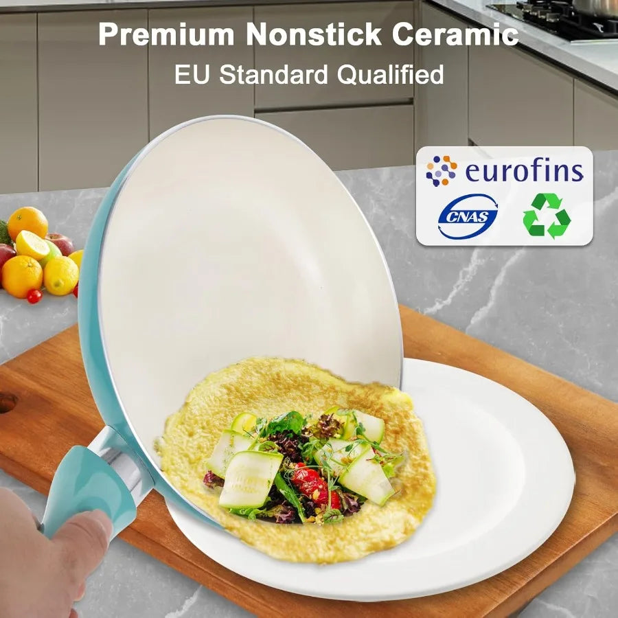 OLOEY Ceramic Nonstick Pots And Pans Set For Induction