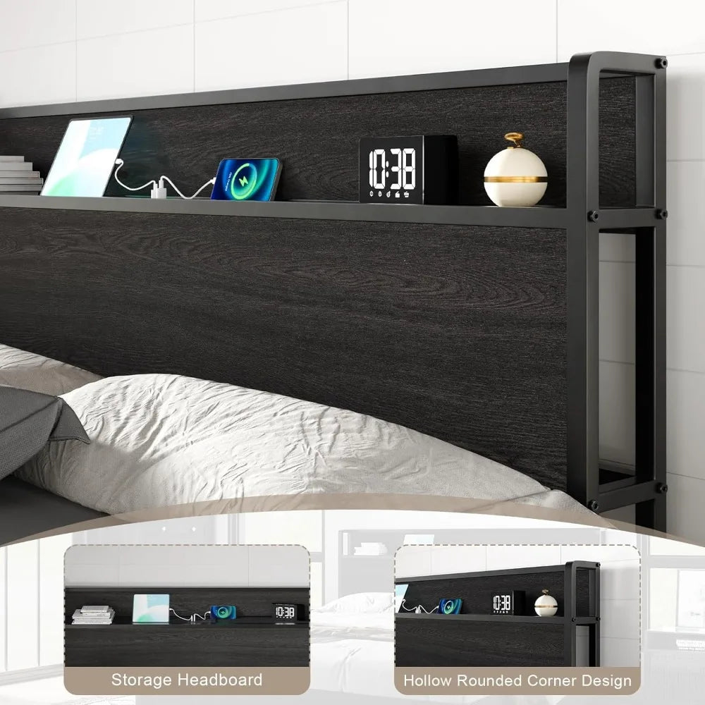 AmerLife Lift Up Storage Bed Frame With Charging Station