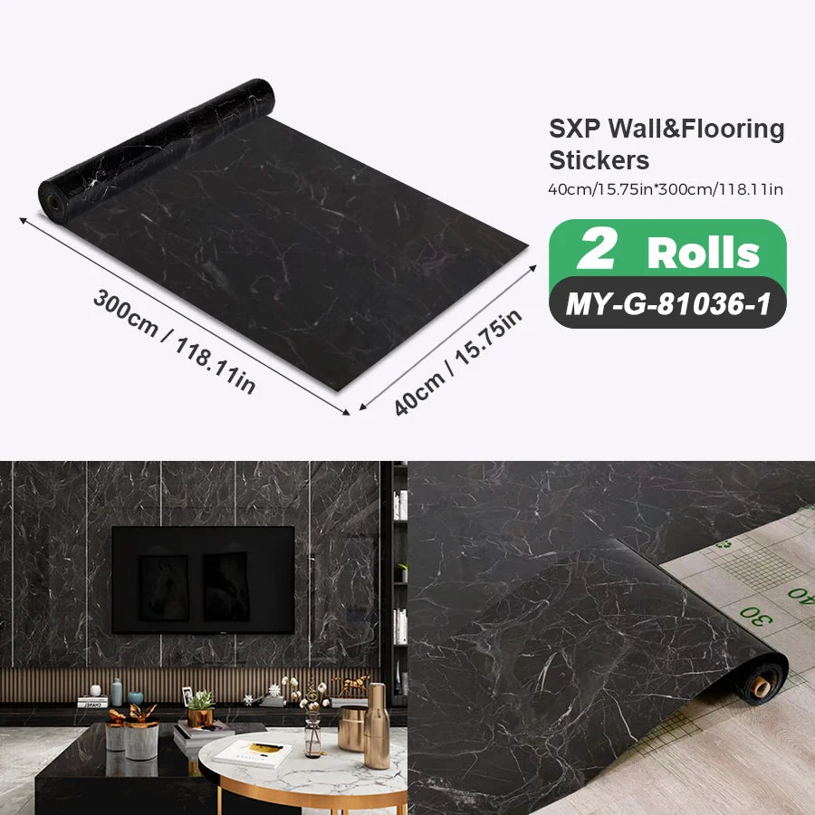 Two Rolls Self Adhesive Wall And Floor Sticker Wood Grain Marble