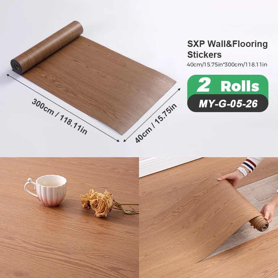 Two Rolls Self Adhesive Wall And Floor Sticker Wood Grain Marble
