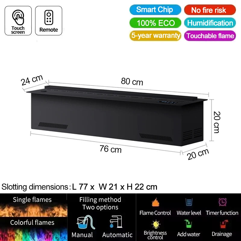 AFLYEVER Water Vapor Fireplace With 3D Flame And Tuya App