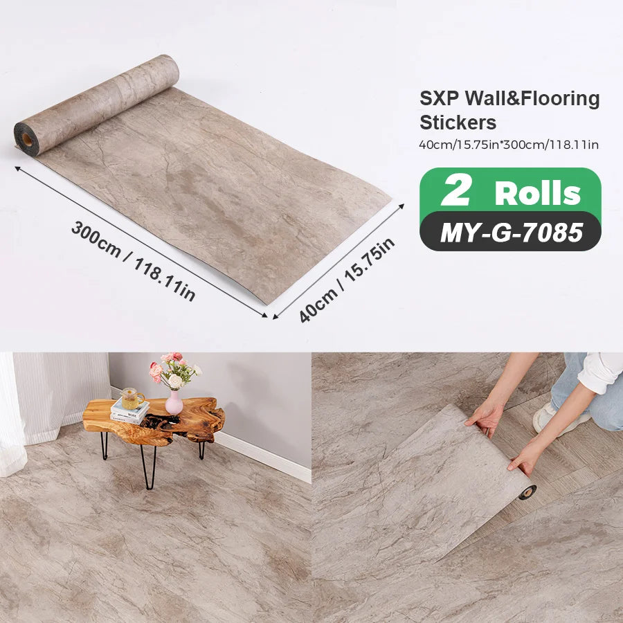 Two Rolls Self Adhesive Wall And Floor Sticker Wood Grain Marble