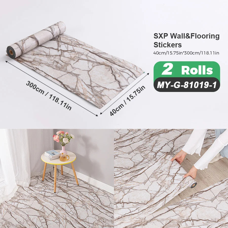 Two Rolls Self Adhesive Wall And Floor Sticker Wood Grain Marble