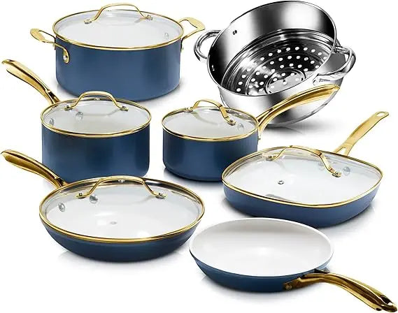 Gotham Steel Ceramic Nonstick Cookware Set With Steamer