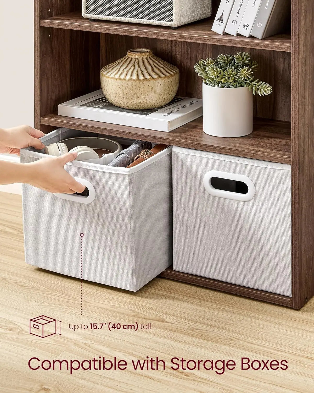 Minimalist 5-Tier Wood Bookcase for Living Room and Home Office