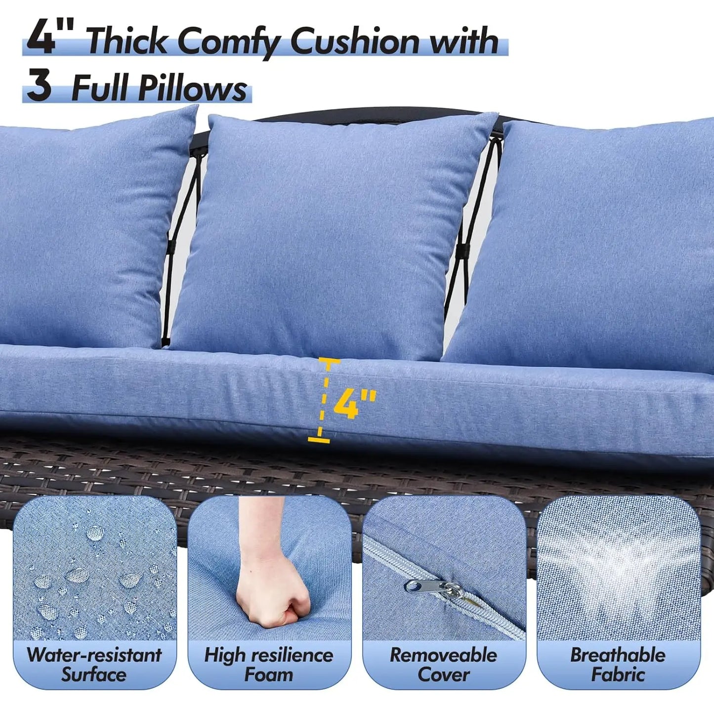 Wicker Porch Swing Heavy Duty Outdoor Patio Swing Chair Cushions