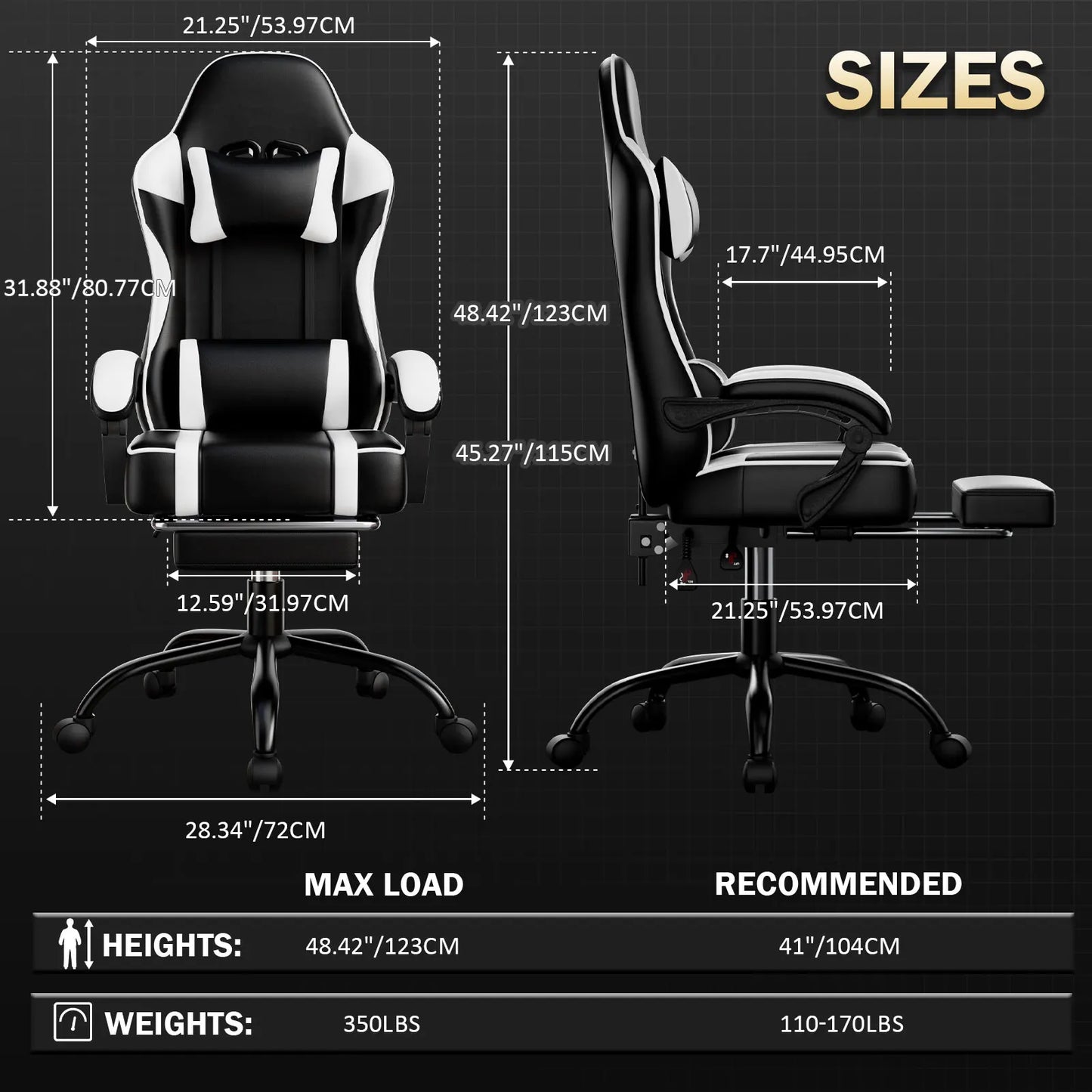 AnYu Furniture Ergonomic Gaming Chair Recliner With Massager