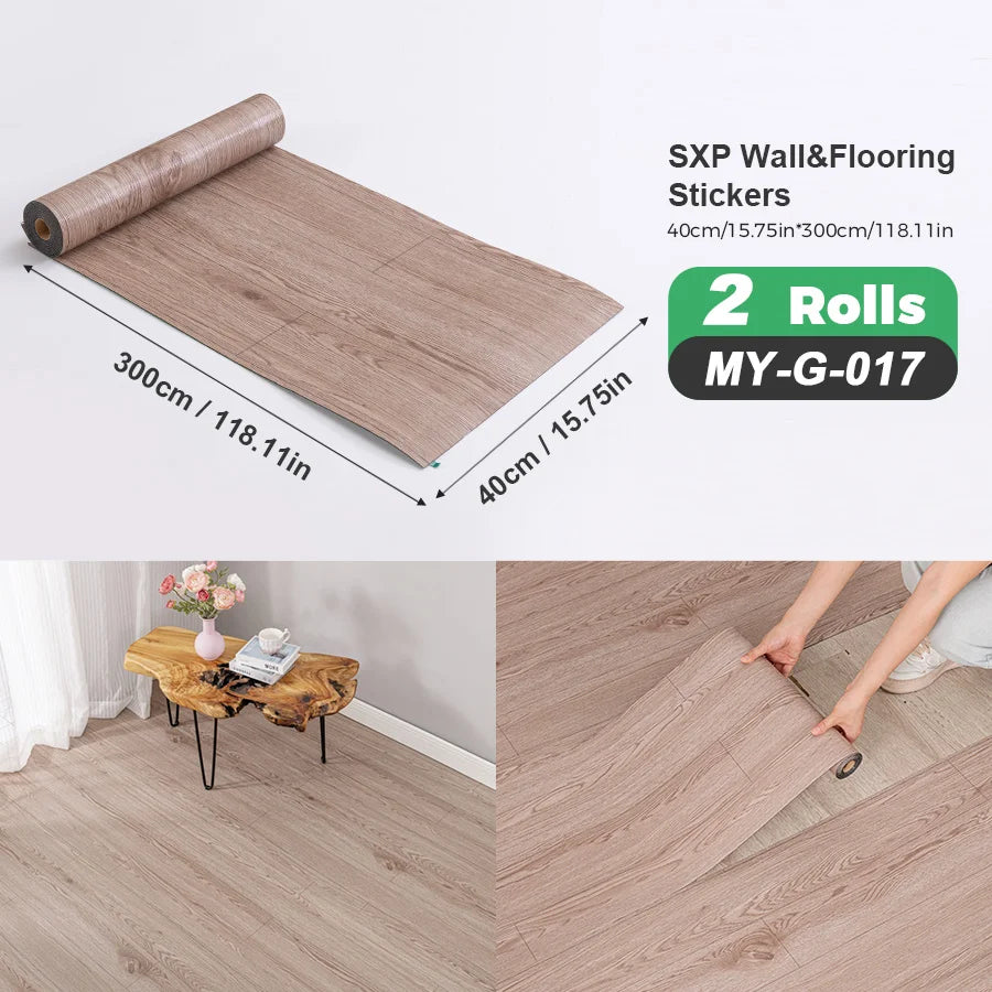 Two Rolls Self Adhesive Wall And Floor Sticker Wood Grain Marble
