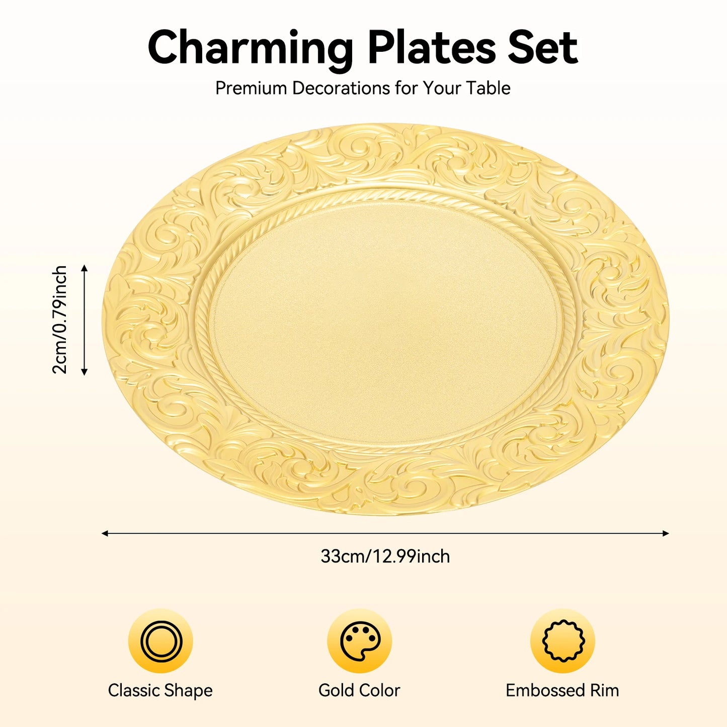 100 Piece Round Charger Plates Set With Patterns For Banquets