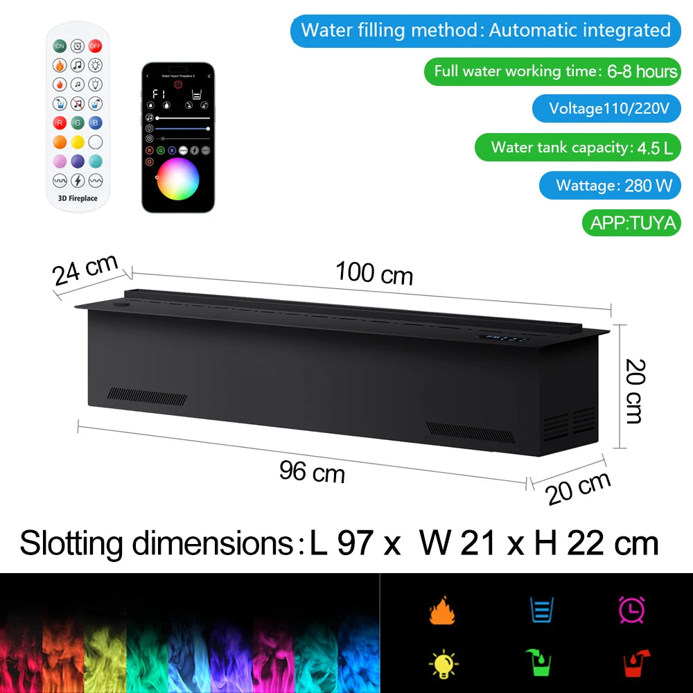 AFLYEVER Water Vapor Atomization Fireplace Humidifier With LED Flame