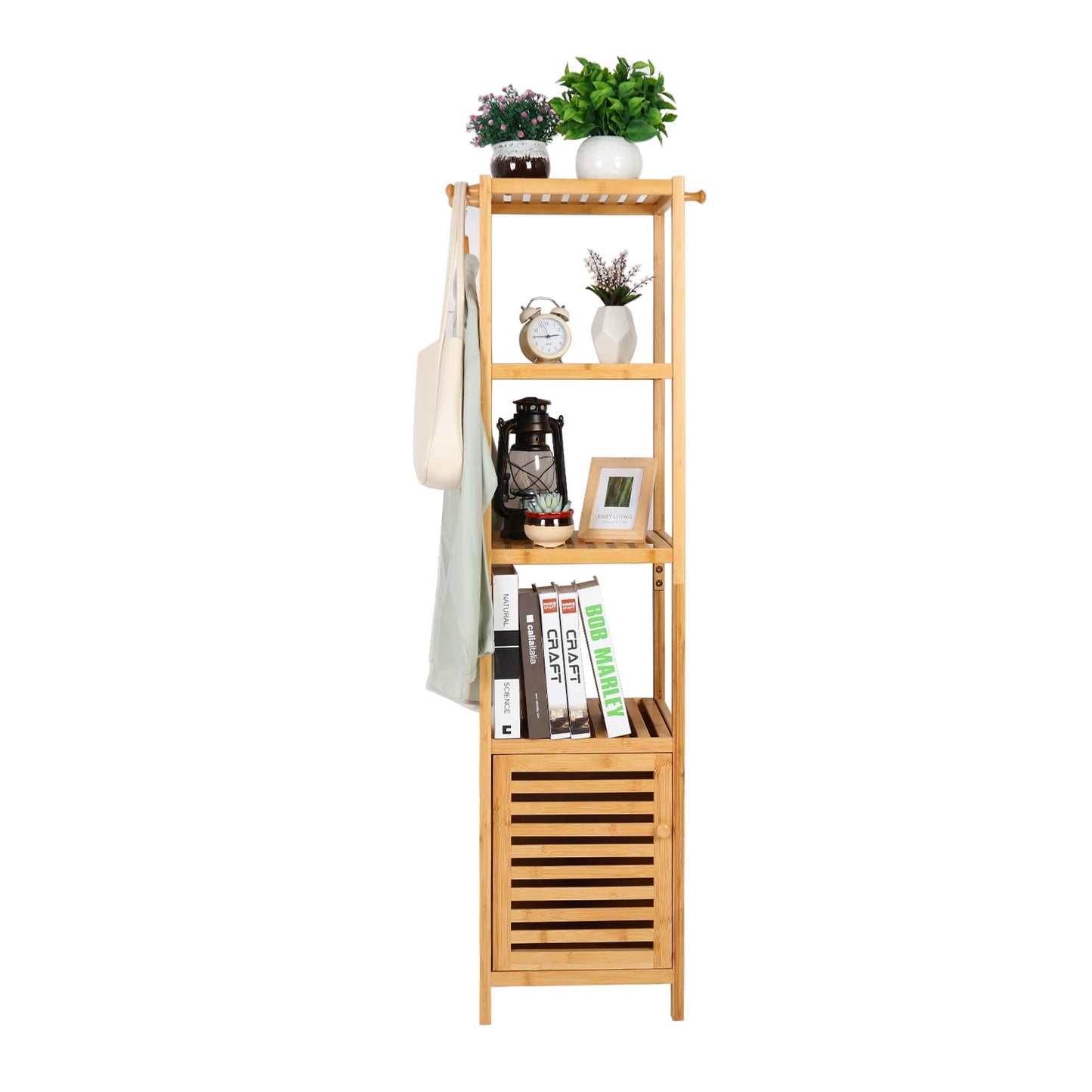 Bamboo Freestanding Bathroom Cabinet Storage Slim Corner Shelf